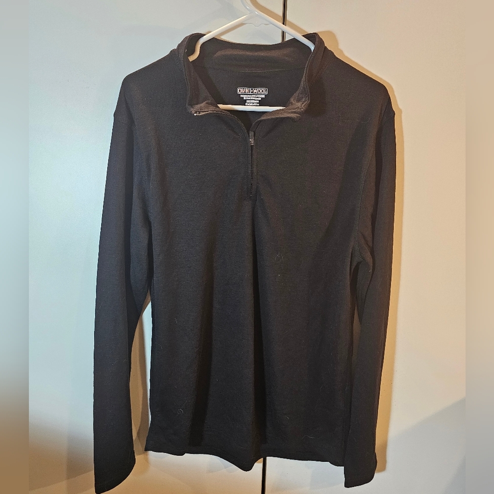 Men's Black XL Long Sleeve 1/4 Zip Wool Blend Pullover